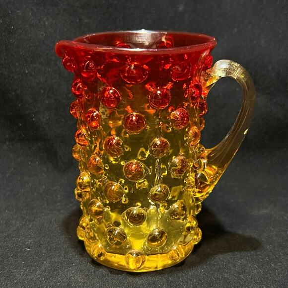 Amberina Hobnail Creamer Pitcher 4 in. - Picture 4 of 4